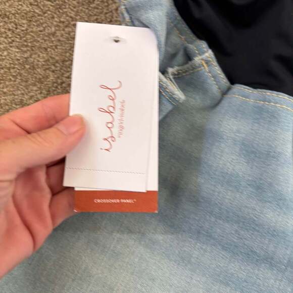 Isabel Maternity by Ingrid & Isabel Crossover Panel Midi Maternity Jean Shorts - Picture 2 of 4